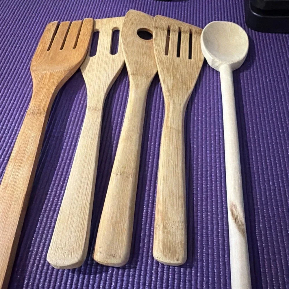wooden kitchen utensils Set 5 Quality Very Good Shape Here Vintage Natural